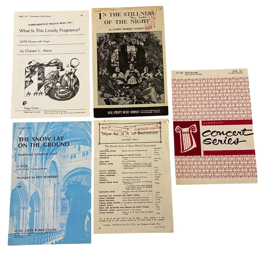Vintage Christmas‎ Sheet Music Lot of 5 Pieces Religious Christian Holiday